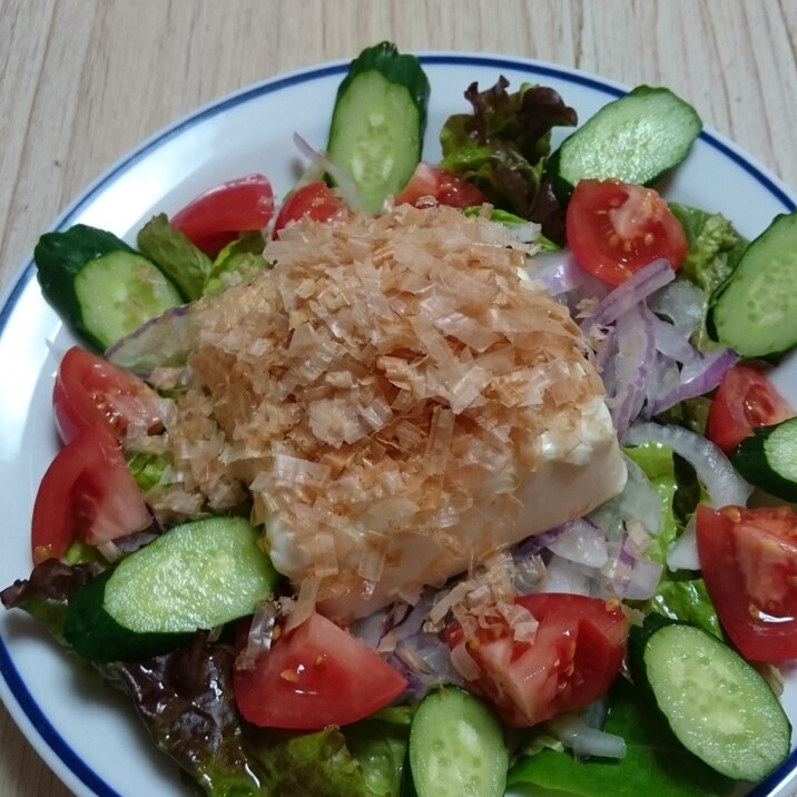 紫玉ねぎと豆腐のサラダ～ポン酢仕立て♡